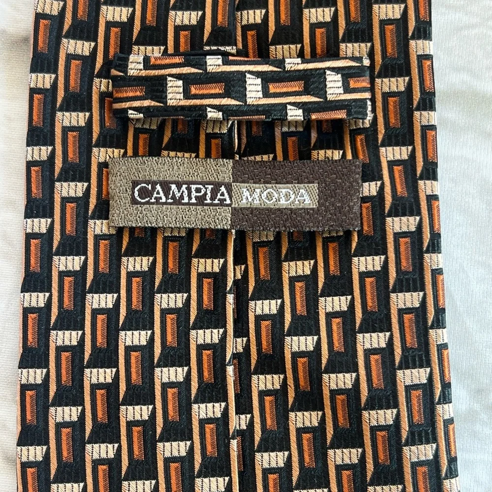Campia Moda Brown Geometric Neck Tie 57”
